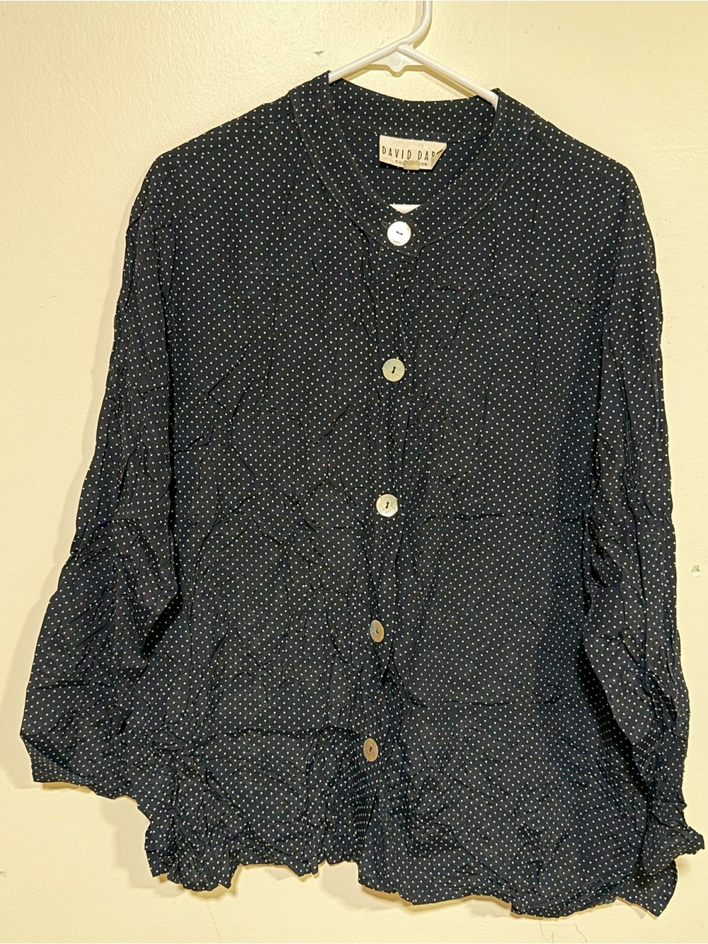 Vintage David Dart Black Polka Dot Button-Up Blouse